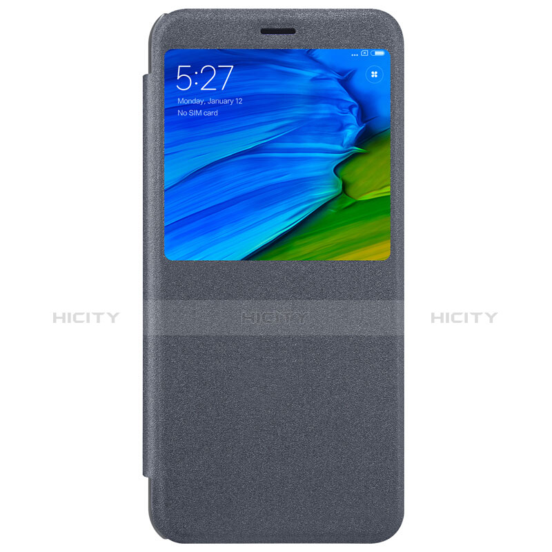 Cover Portafoglio In Pelle con Supporto L01 per Xiaomi Redmi Note 5 Pro Grigio