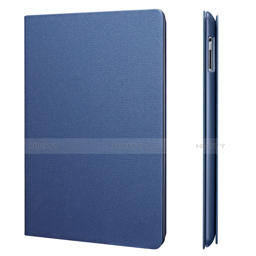 Cover Portafoglio In Pelle con Supporto L02 per Apple iPad 4 Blu