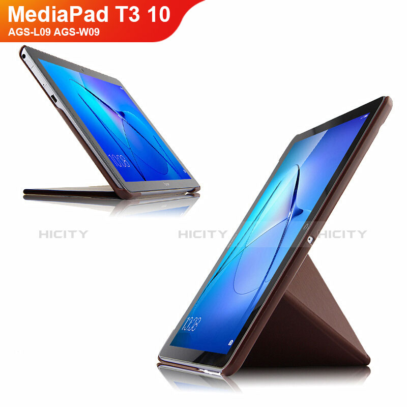 Cover Portafoglio In Pelle con Supporto L02 per Huawei MediaPad T3 10 AGS-L09 AGS-W09 Marrone