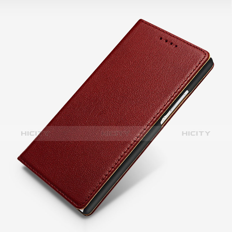 Cover Portafoglio In Pelle con Supporto L02 per Huawei P7 Dual SIM Rosso