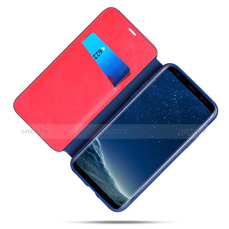 Cover Portafoglio In Pelle con Supporto L02 per Samsung Galaxy S8 Blu