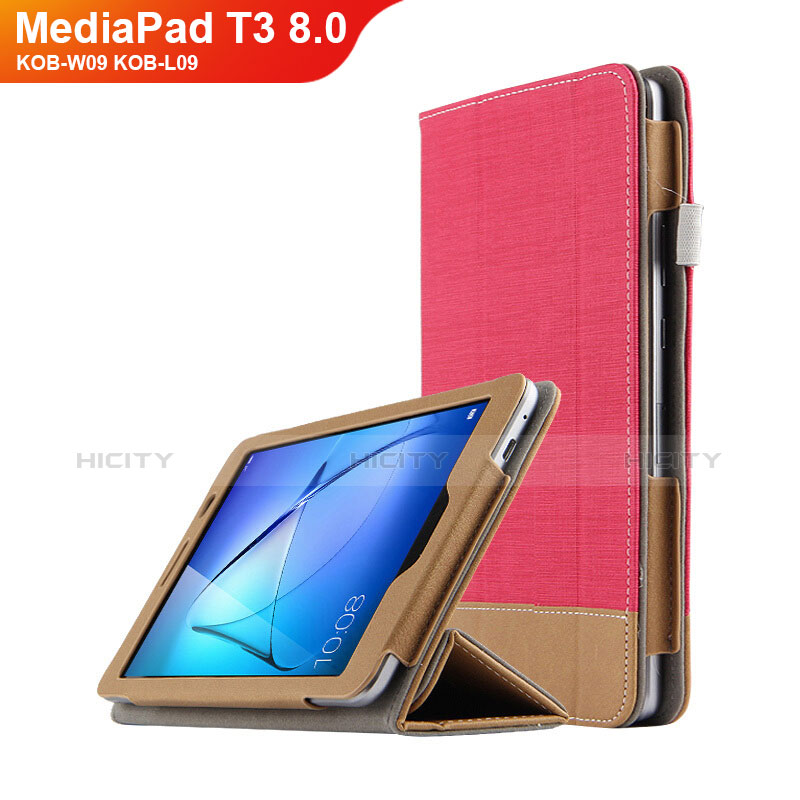 Cover Portafoglio In Pelle con Supporto L03 per Huawei MediaPad T3 8.0 KOB-W09 KOB-L09 Rosso