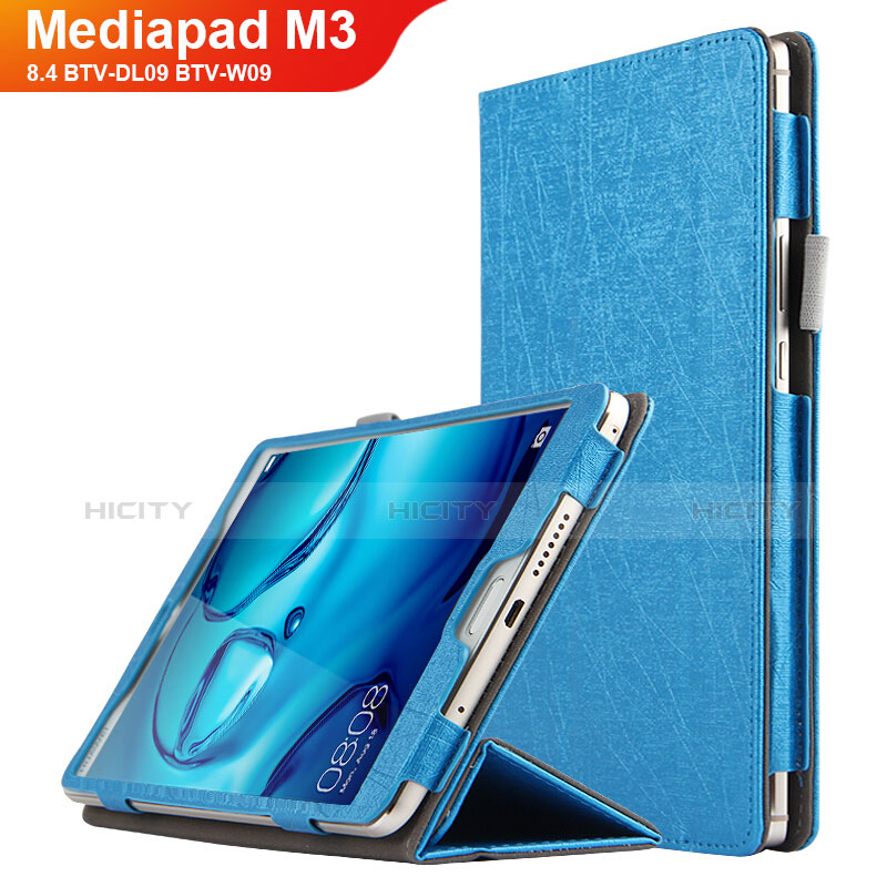 Cover Portafoglio In Pelle con Supporto L04 per Huawei Mediapad M3 8.4 BTV-DL09 BTV-W09 Blu