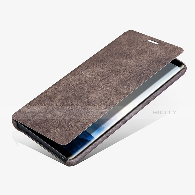 Cover Portafoglio In Pelle con Supporto L04 per Samsung Galaxy Note 8 Duos N950F Marrone