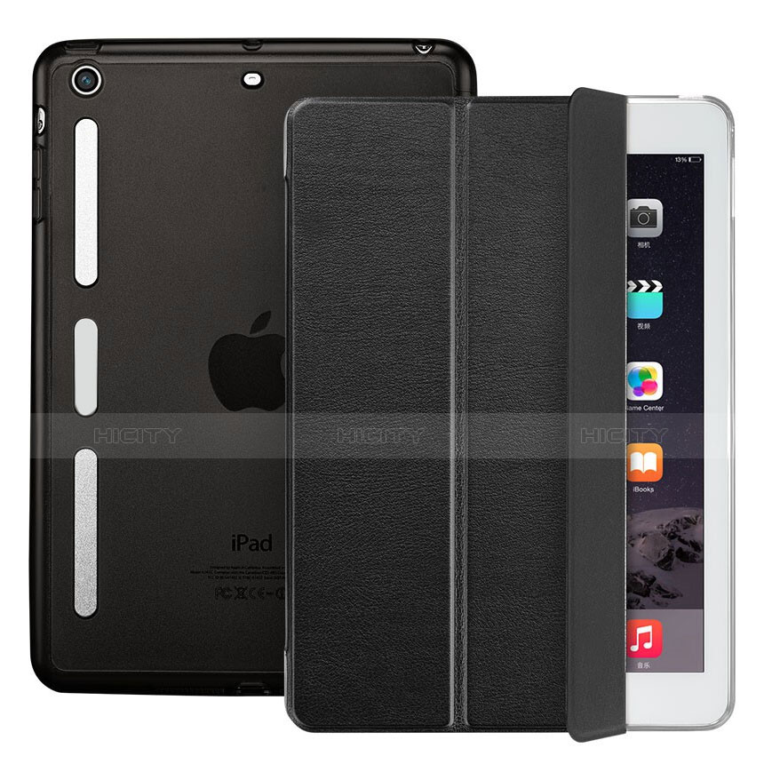 Cover Portafoglio In Pelle con Supporto L05 per Apple iPad Mini 2 Nero