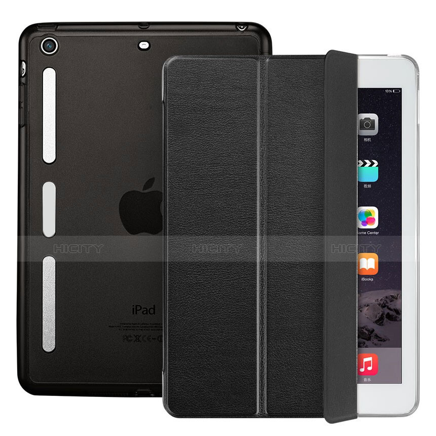 Cover Portafoglio In Pelle con Supporto L05 per Apple iPad Mini 3 Nero