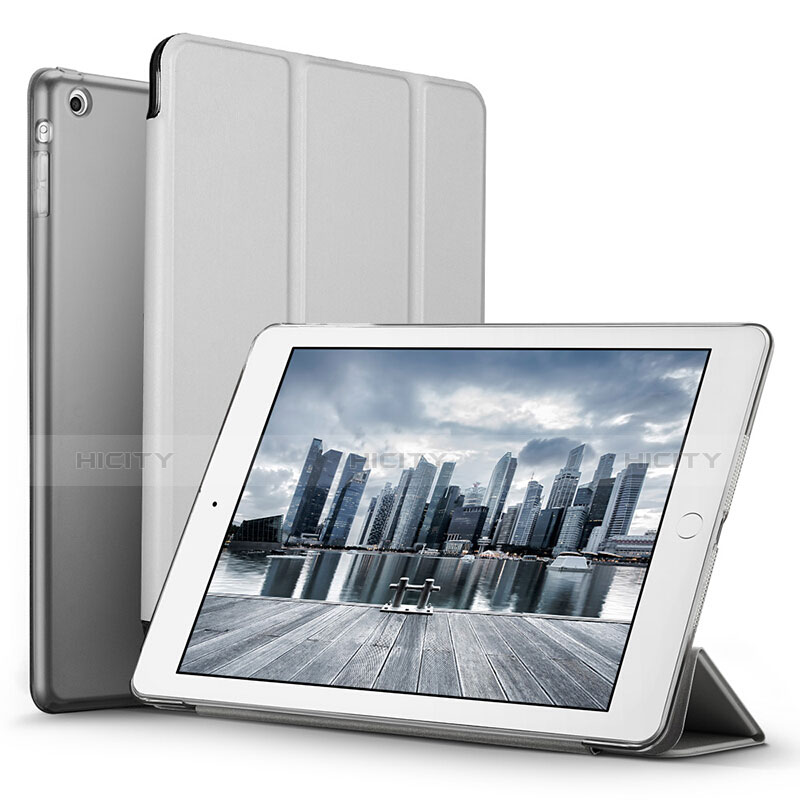 Cover Portafoglio In Pelle con Supporto L06 per Apple iPad Mini 2 Argento