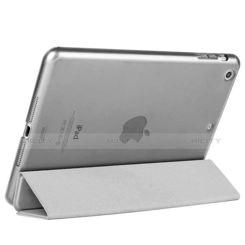 Cover Portafoglio In Pelle con Supporto L06 per Apple iPad Mini 2 Argento