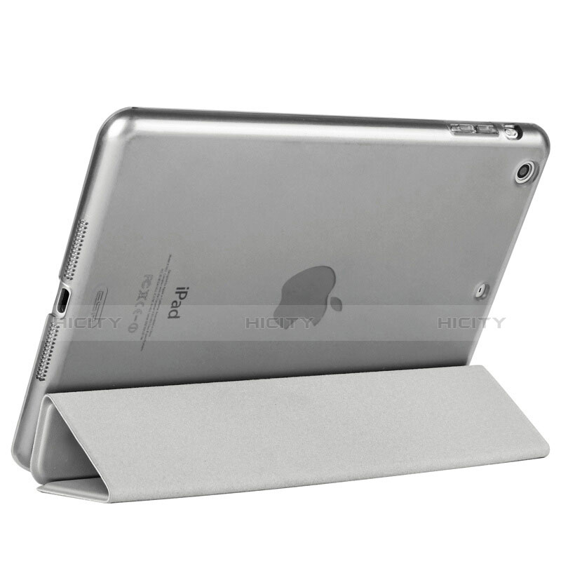 Cover Portafoglio In Pelle con Supporto L06 per Apple iPad Mini 3 Argento