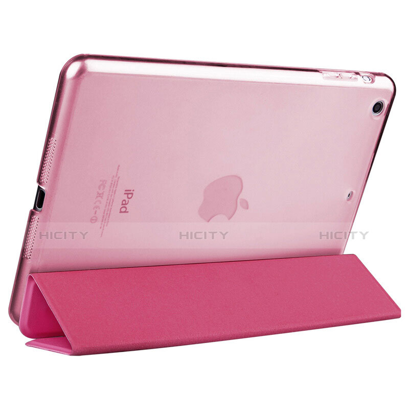 Cover Portafoglio In Pelle con Supporto L06 per Apple iPad Mini 3 Rosa Caldo