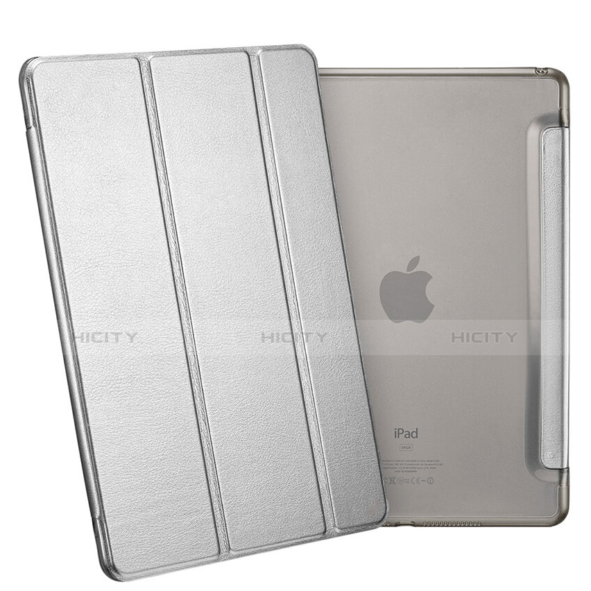 Cover Portafoglio In Pelle con Supporto L06 per Apple iPad Mini 4 Argento