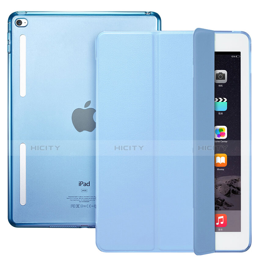 Cover Portafoglio In Pelle con Supporto L06 per Apple iPad Mini 4 Cielo Blu