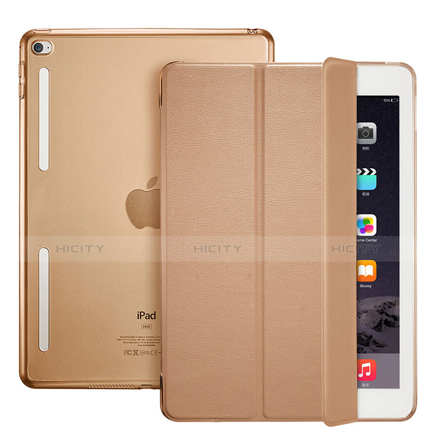 Cover Portafoglio In Pelle con Supporto L06 per Apple iPad Mini 4 Marrone