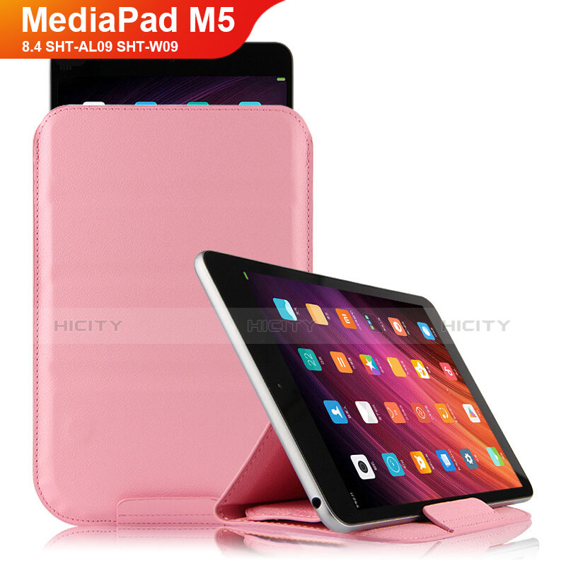 Cover Portafoglio In Pelle con Supporto L06 per Huawei MediaPad M5 8.4 SHT-AL09 SHT-W09 Rosa