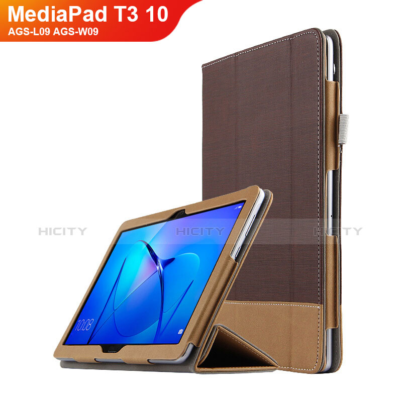Cover Portafoglio In Pelle con Supporto L06 per Huawei MediaPad T3 10 AGS-L09 AGS-W09 Marrone
