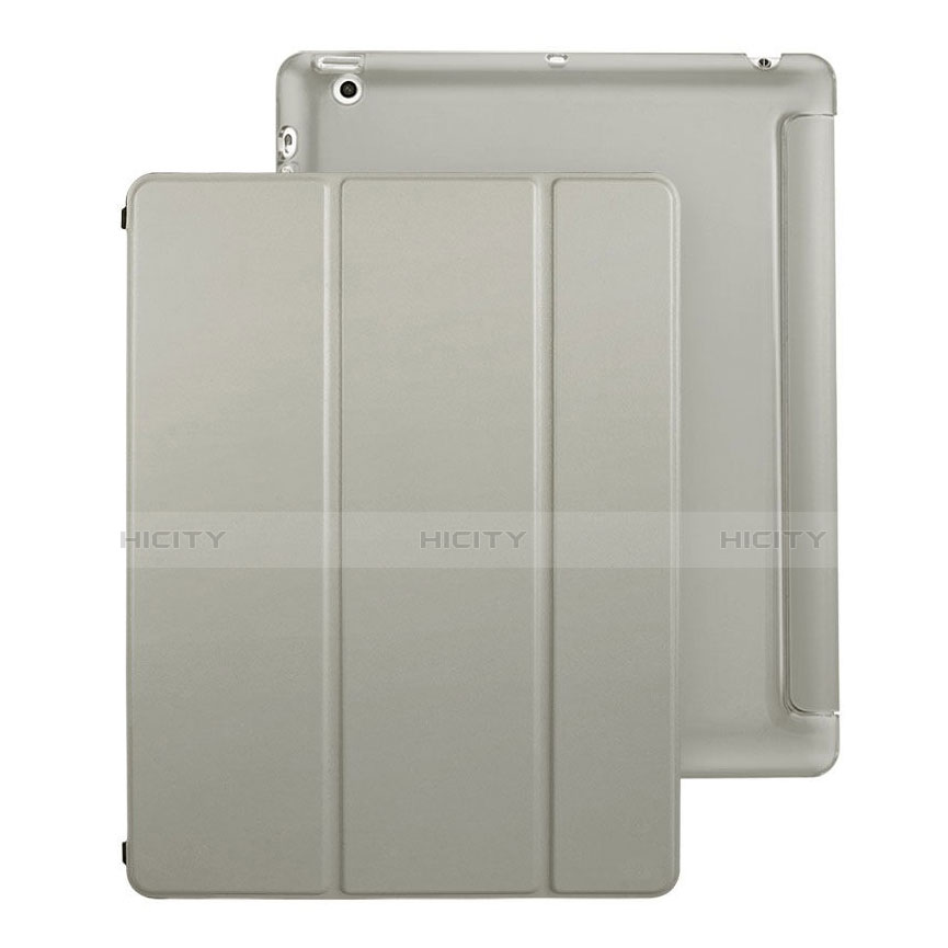 Cover Portafoglio In Pelle con Supporto per Apple iPad 2 Grigio