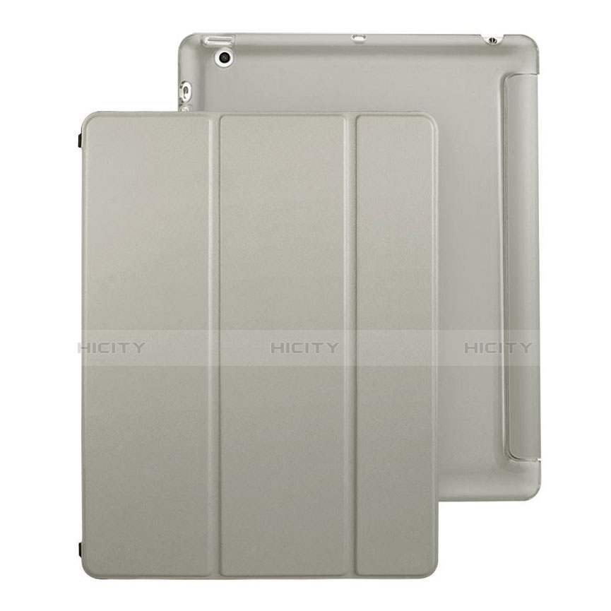 Cover Portafoglio In Pelle con Supporto per Apple iPad 4 Grigio