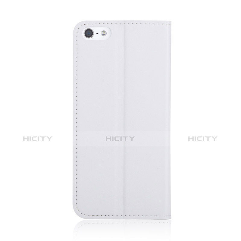 Cover Portafoglio In Pelle con Supporto per Apple iPhone 5S Bianco