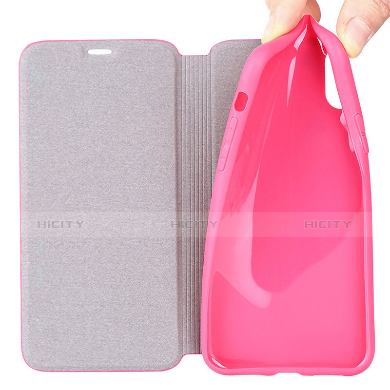 Cover Portafoglio In Pelle con Supporto per Apple iPhone X Rosa Caldo