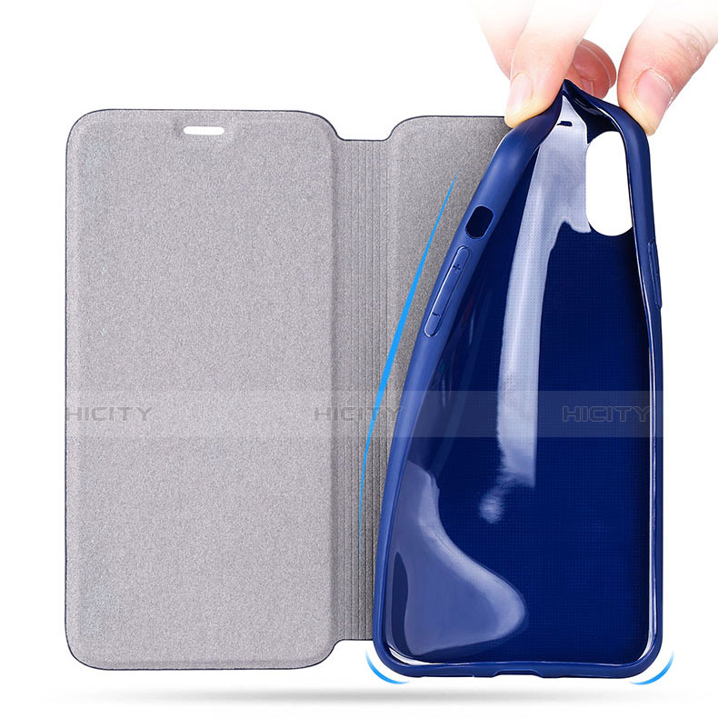 Cover Portafoglio In Pelle con Supporto per Apple iPhone Xs Blu