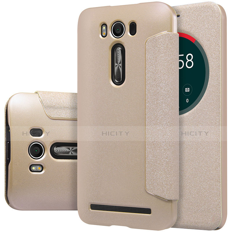 Cover Portafoglio In Pelle con Supporto per Asus Zenfone 2 Laser 6.0 ZE601KL Oro