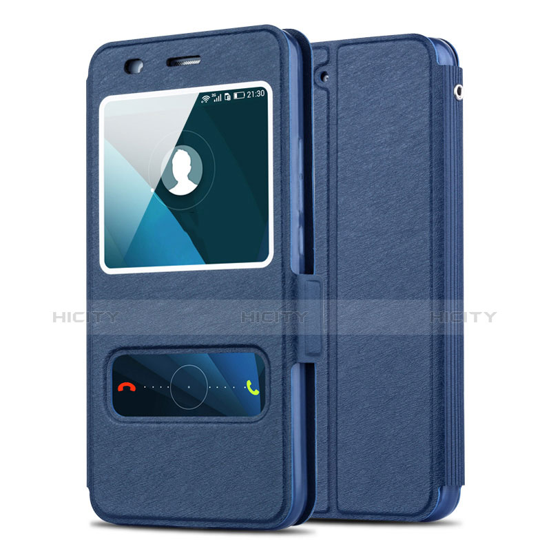 Cover Portafoglio In Pelle con Supporto per Huawei Honor 4A Blu