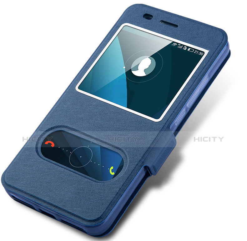 Cover Portafoglio In Pelle con Supporto per Huawei Honor 4A Blu