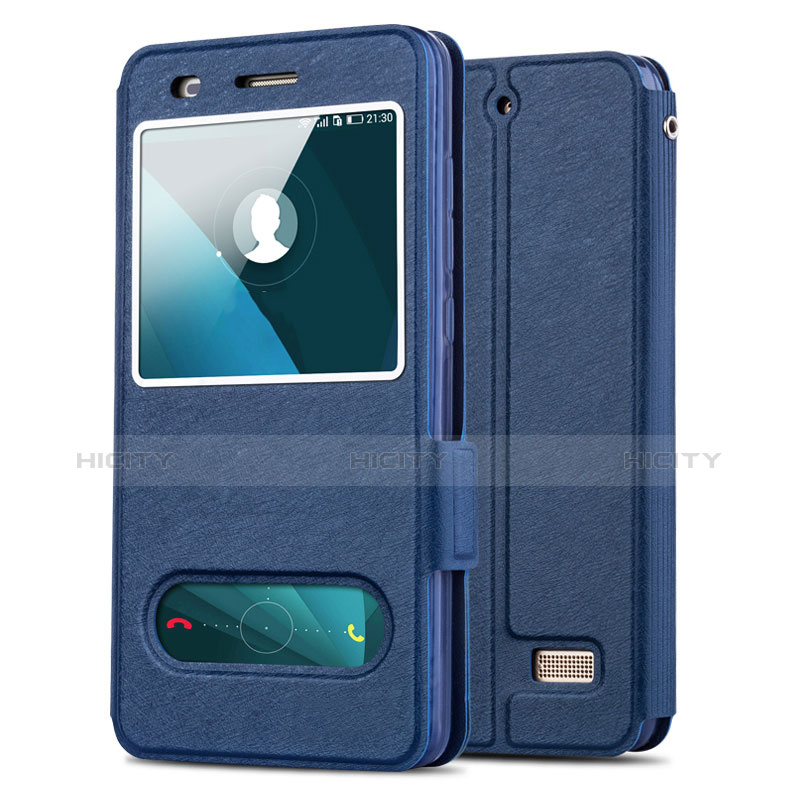 Cover Portafoglio In Pelle con Supporto per Huawei Honor 4C Blu