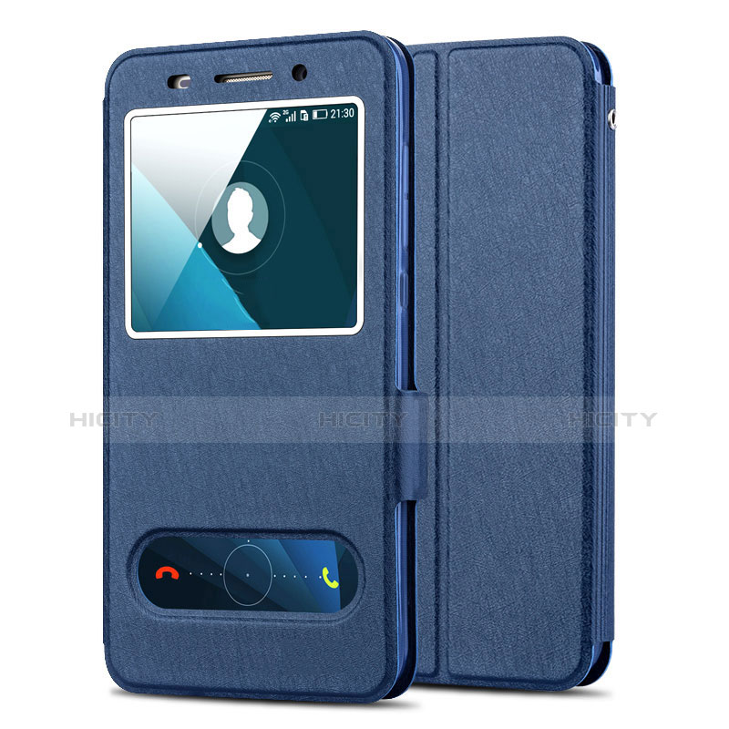 Cover Portafoglio In Pelle con Supporto per Huawei Honor 4X Blu