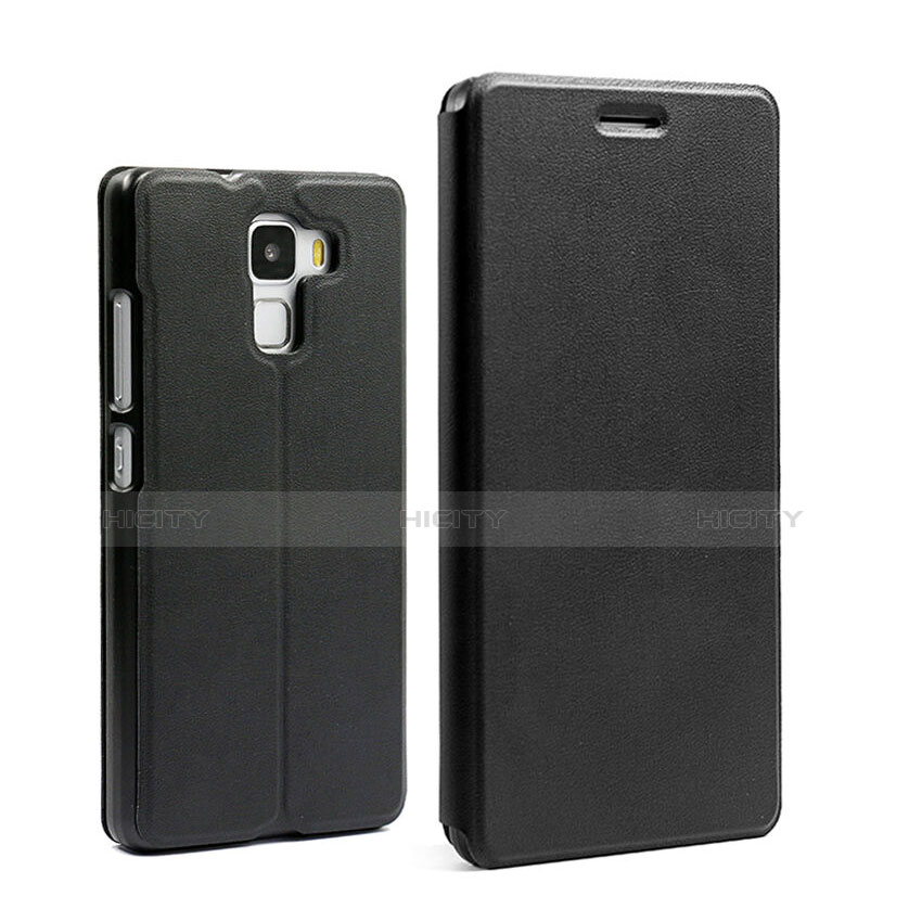 Cover Portafoglio In Pelle con Supporto per Huawei Honor 7 Dual SIM Nero