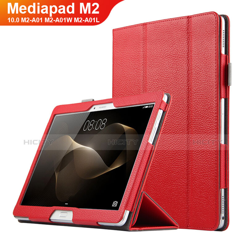 Cover Portafoglio In Pelle con Supporto per Huawei MediaPad M2 10.0 M2-A01 M2-A01W M2-A01L Rosso