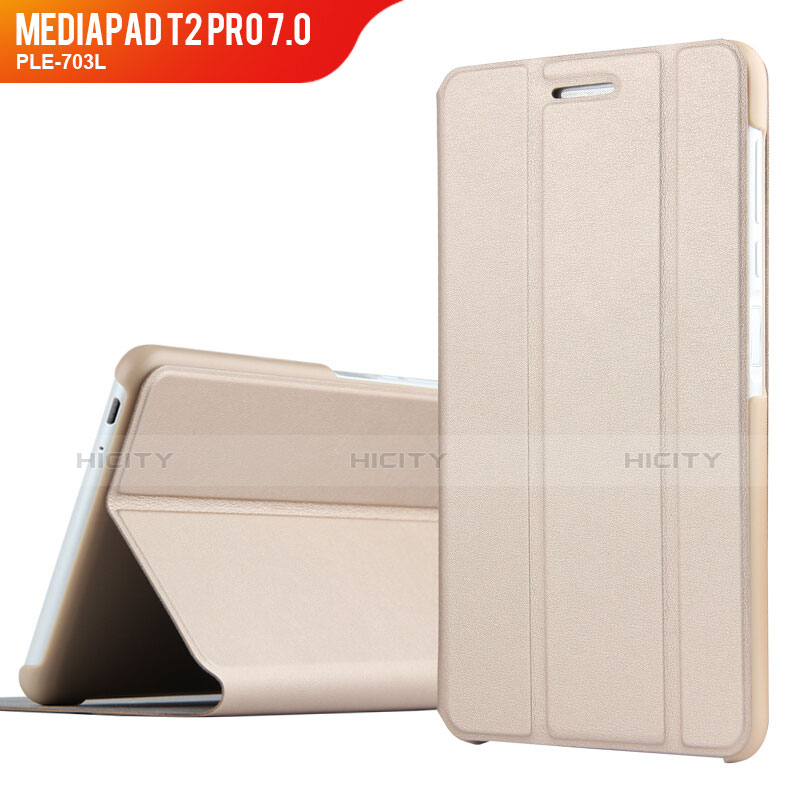 Cover Portafoglio In Pelle con Supporto per Huawei MediaPad T2 Pro 7.0 PLE-703L Oro