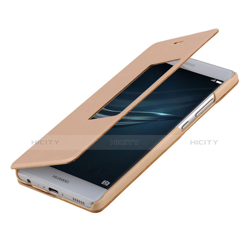 Cover Portafoglio In Pelle con Supporto per Huawei P9 Plus Oro