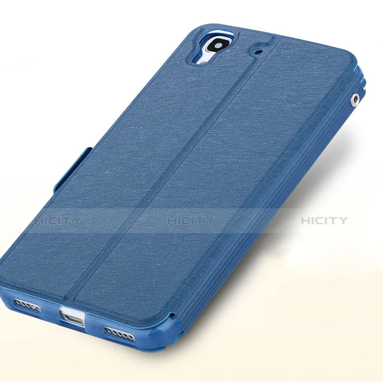 Cover Portafoglio In Pelle con Supporto per Huawei Y6 Blu