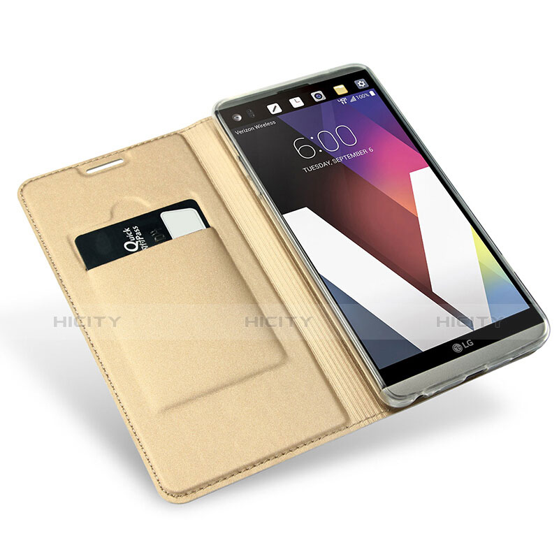 Cover Portafoglio In Pelle con Supporto per LG G6 Oro