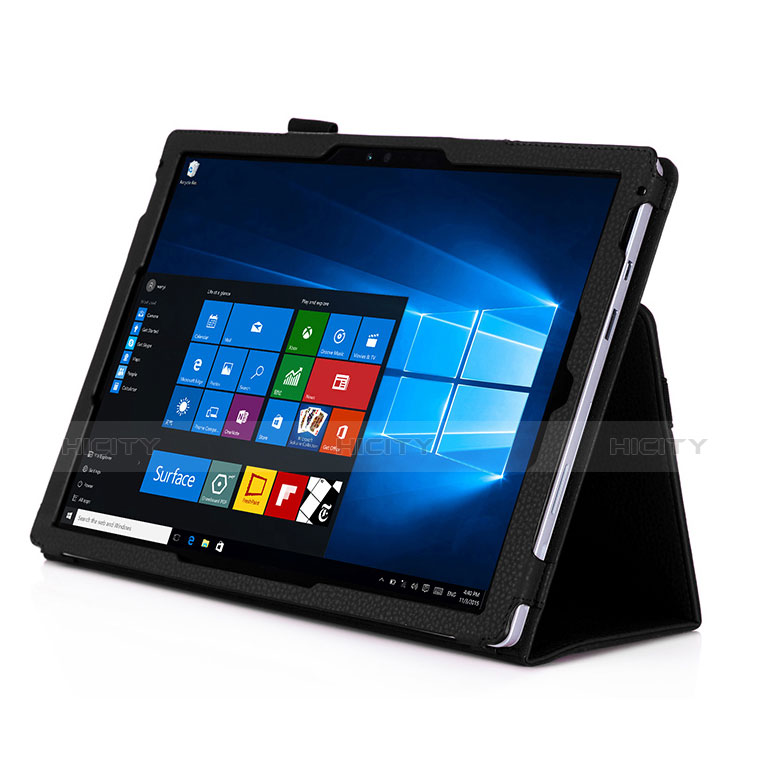 Cover Portafoglio In Pelle con Supporto per Microsoft Surface Pro 3 Nero