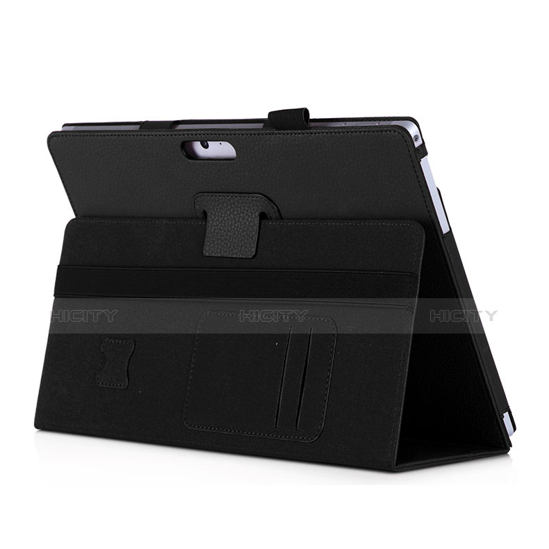 Cover Portafoglio In Pelle con Supporto per Microsoft Surface Pro 3 Nero
