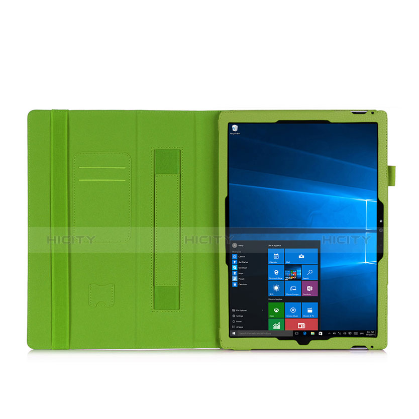 Cover Portafoglio In Pelle con Supporto per Microsoft Surface Pro 3 Verde