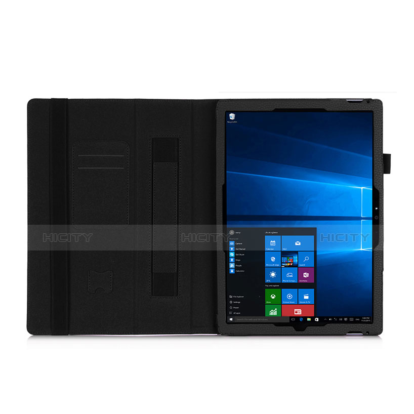 Cover Portafoglio In Pelle con Supporto per Microsoft Surface Pro 4 Nero