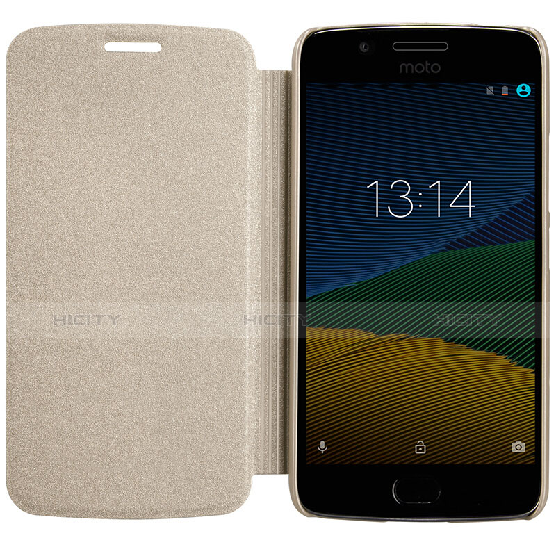 Cover Portafoglio In Pelle con Supporto per Motorola Moto G5 Oro