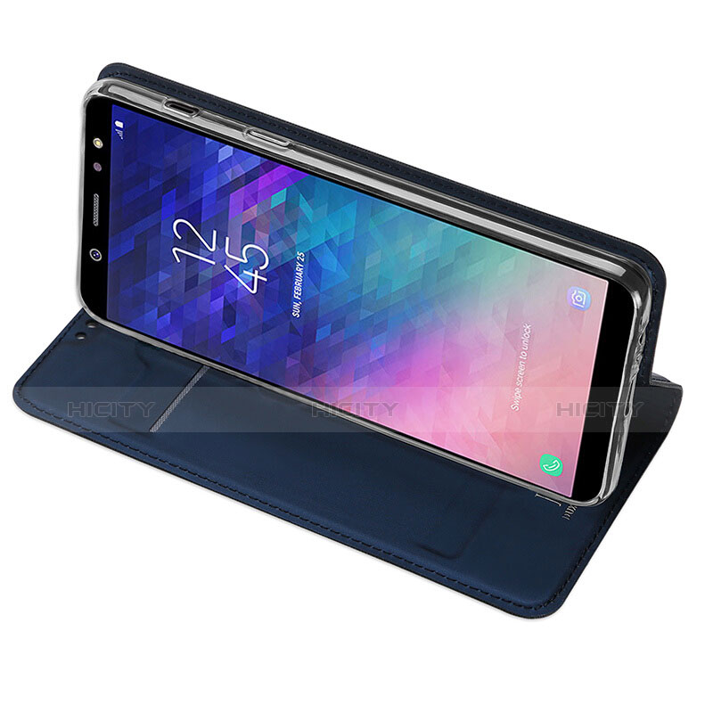 Cover Portafoglio In Pelle con Supporto per Samsung Galaxy A6 (2018) Dual SIM Blu