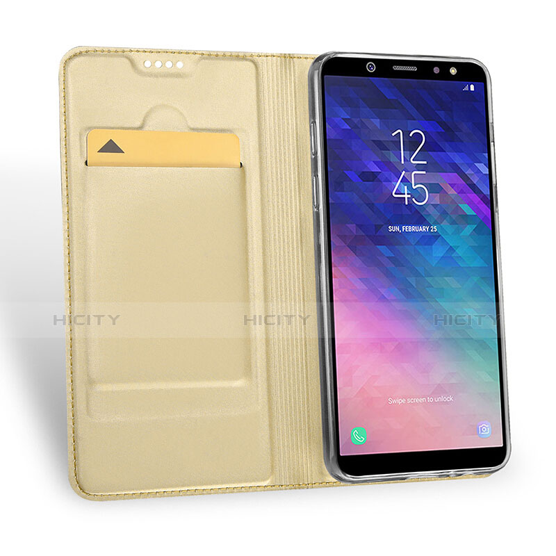 Cover Portafoglio In Pelle con Supporto per Samsung Galaxy A6 Plus (2018) Oro
