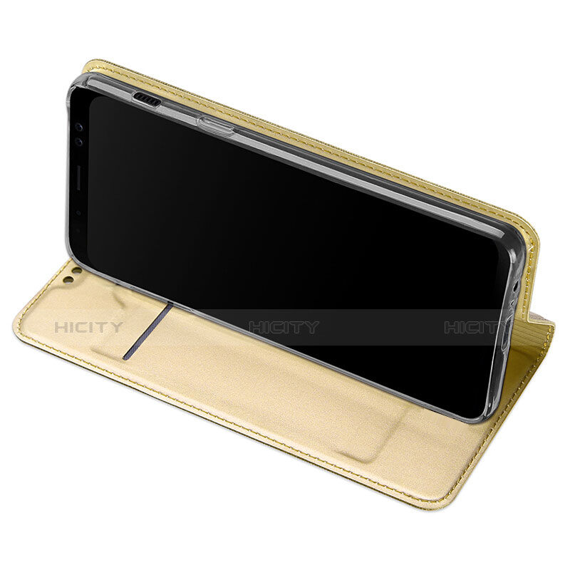 Cover Portafoglio In Pelle con Supporto per Samsung Galaxy A8 (2018) Duos A530F Oro