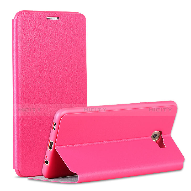 Cover Portafoglio In Pelle con Supporto per Samsung Galaxy C7 Pro C7010 Rosa Caldo