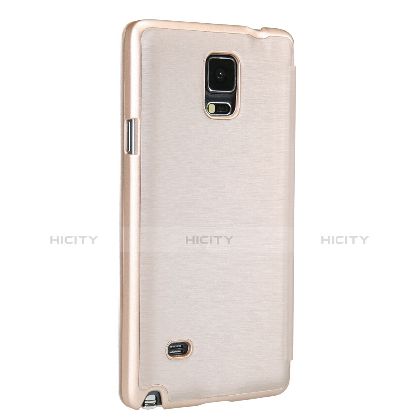 Cover Portafoglio In Pelle con Supporto per Samsung Galaxy Note 4 Duos N9100 Dual SIM Oro