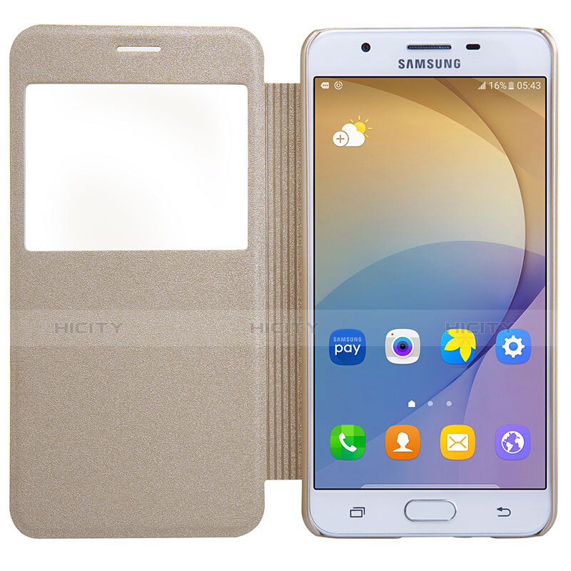 Cover Portafoglio In Pelle con Supporto per Samsung Galaxy On5 (2016) G570 G570F Oro