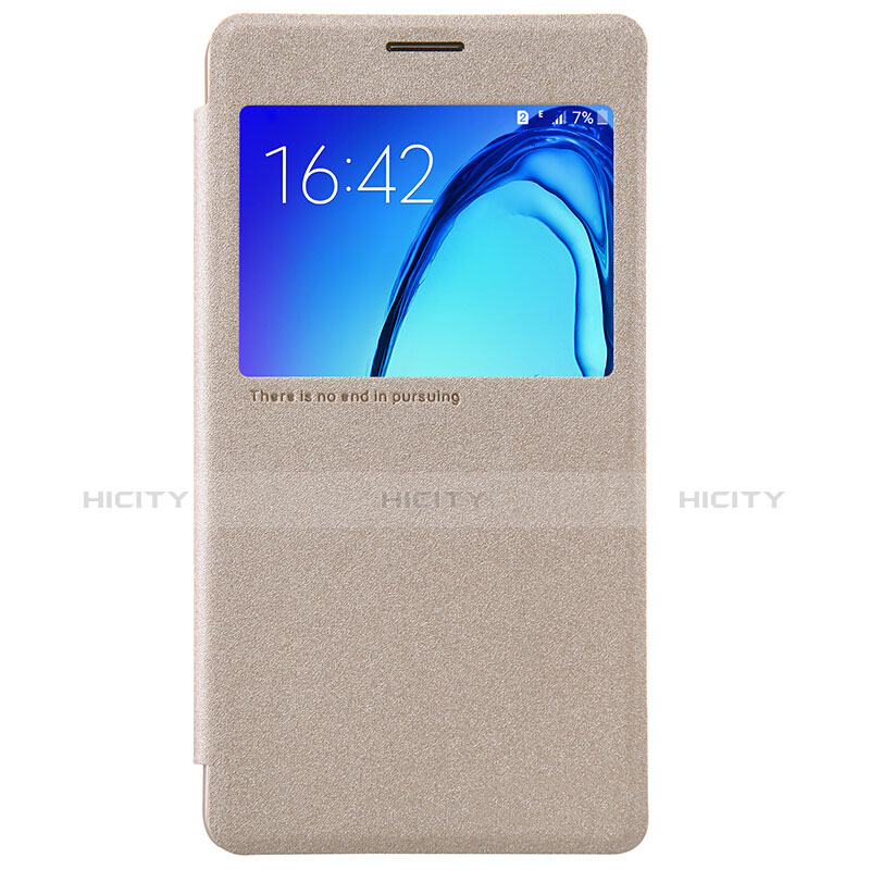 Cover Portafoglio In Pelle con Supporto per Samsung Galaxy On5 G550FY Oro