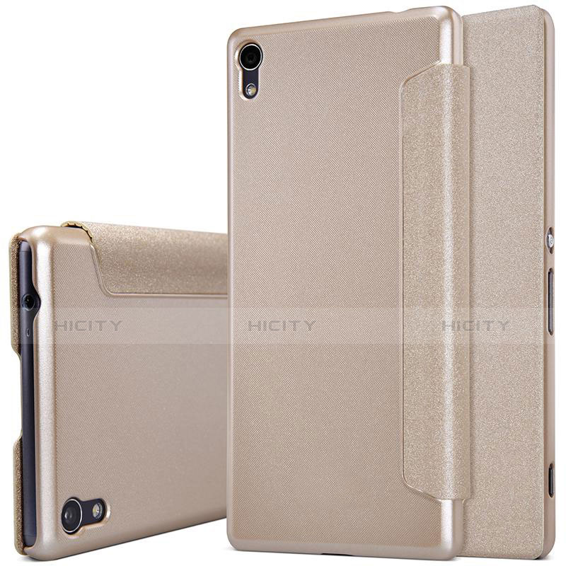 Cover Portafoglio In Pelle con Supporto per Sony Xperia XA Ultra Oro