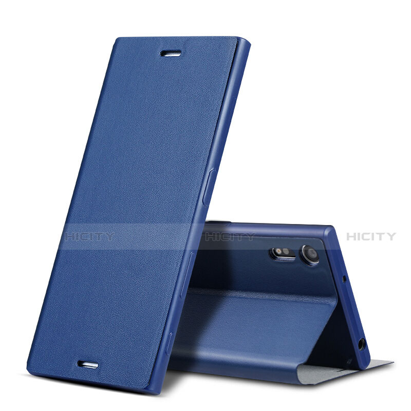 Cover Portafoglio In Pelle con Supporto per Sony Xperia XZ Blu