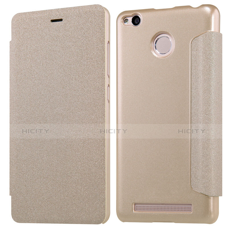 Cover Portafoglio In Pelle con Supporto per Xiaomi Redmi 3 Pro Oro